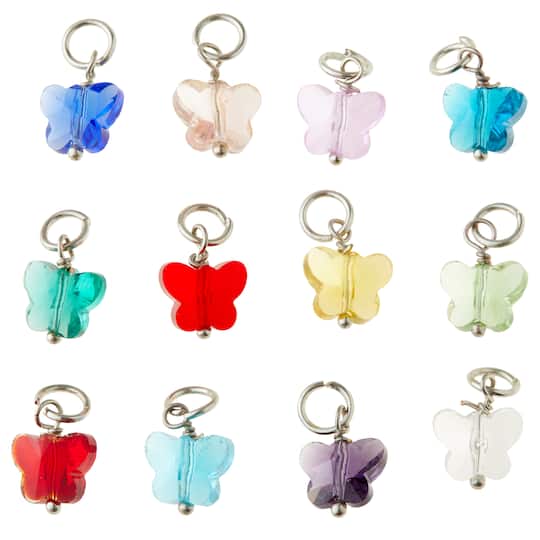 Charmalong&#x2122; Multicolored Rhodium Butterfly Charms By Bead Landing&#x2122;